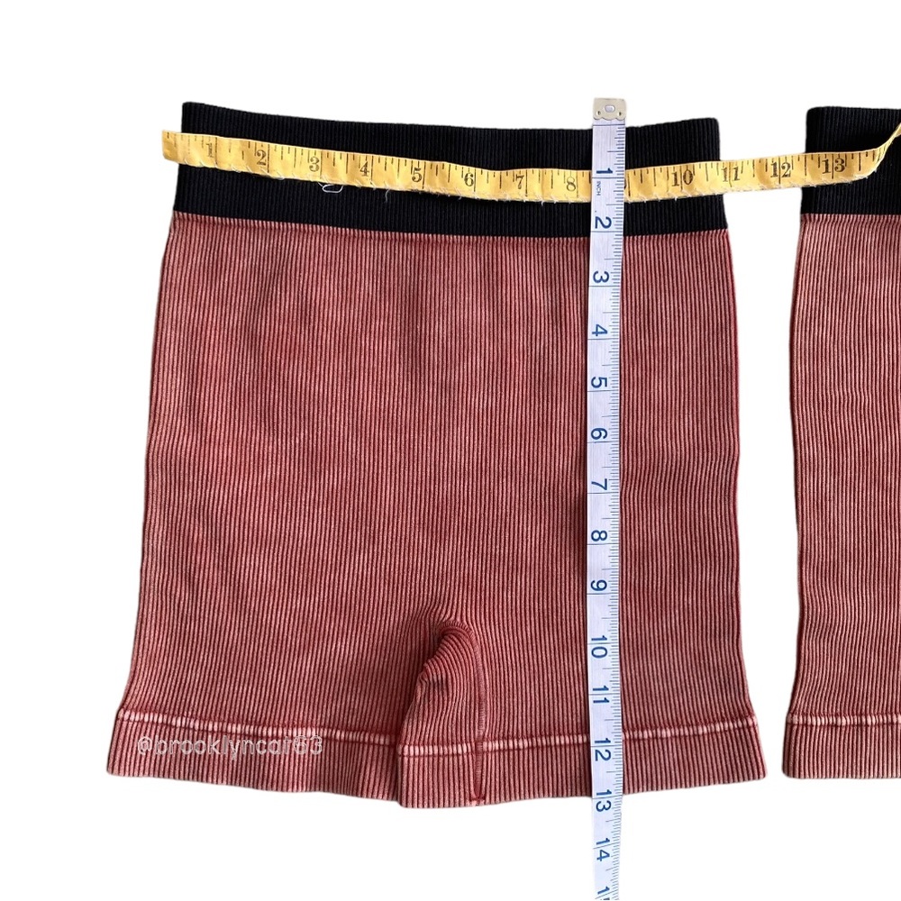 Zenana Seamless Shorts Ribbed Stretch Rust L - Picture 9 of 11